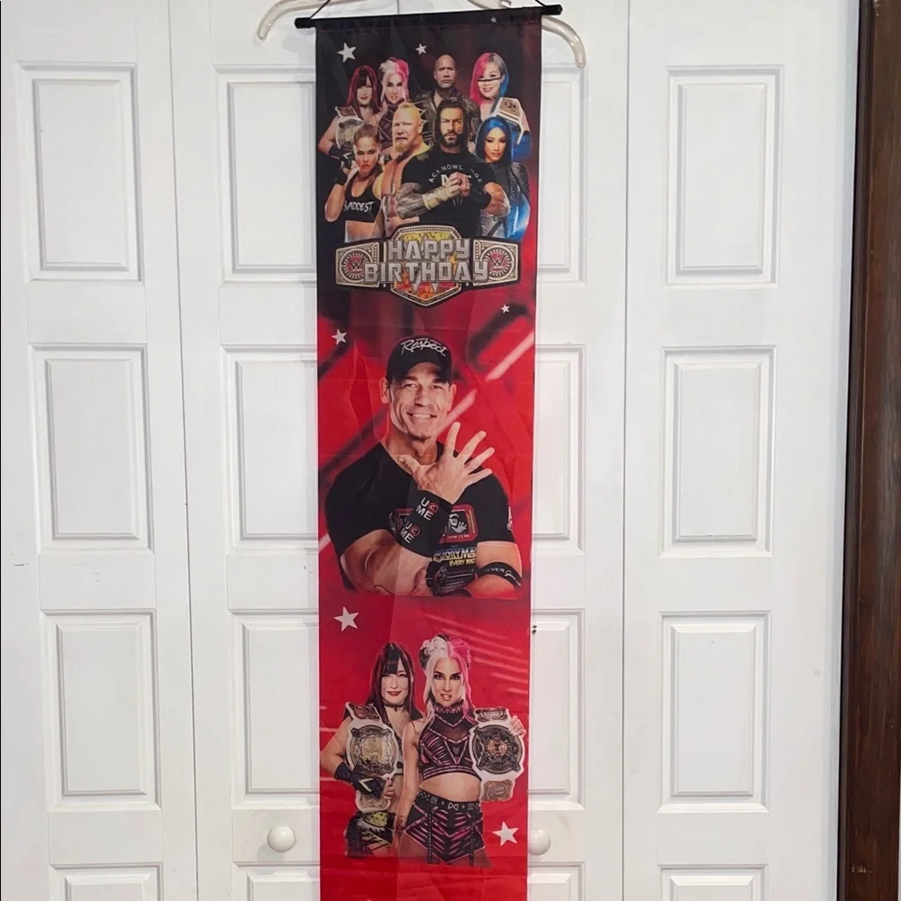 WWE Vibrant Red and Black Happy Birthday Banner - Picture 1 of 6